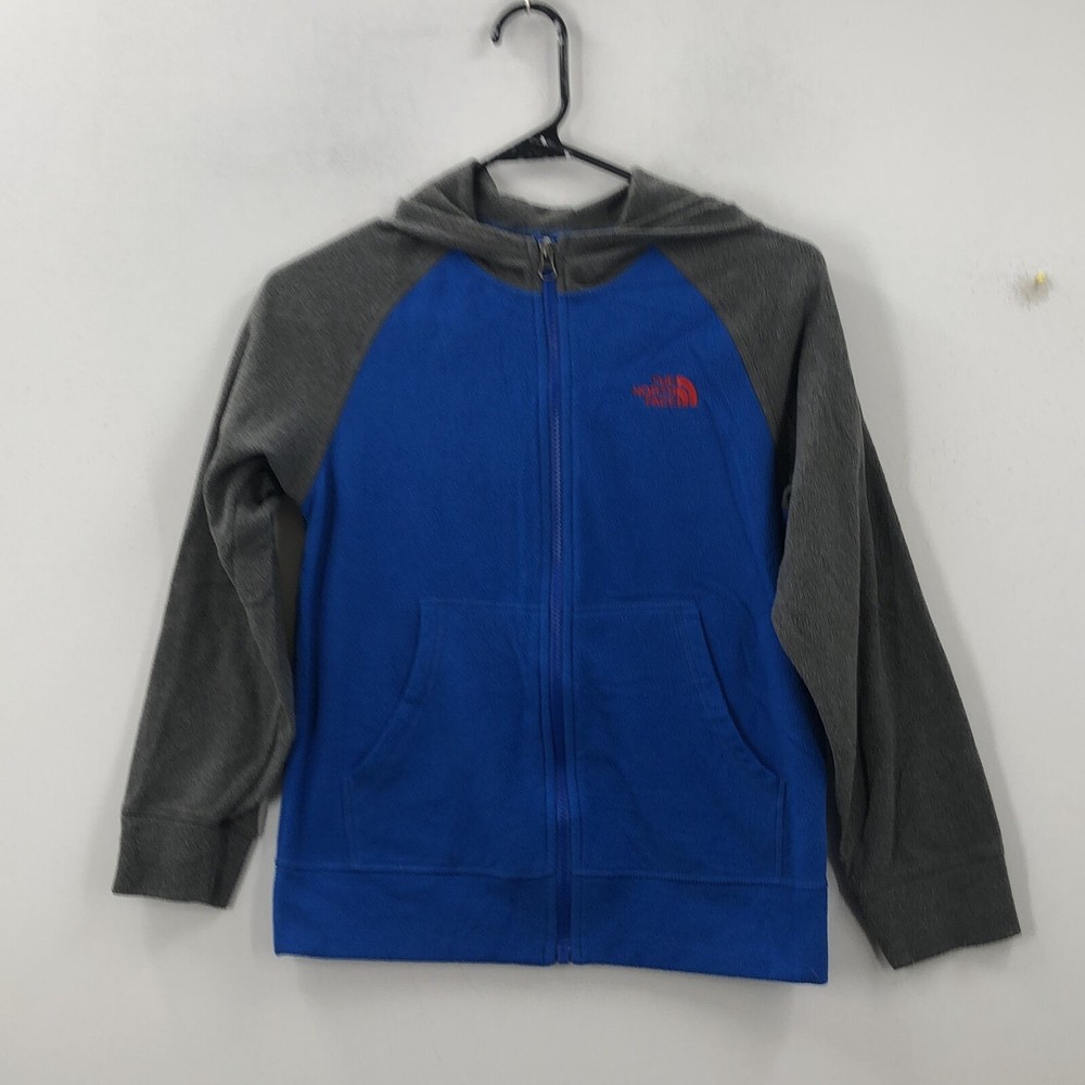 The North Face Boys Blue Pockets Raglan Sleeve Full Zipper Hoodie Size Medium